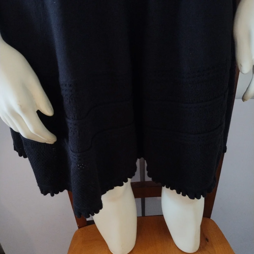 Kate Spade Sweater Knit Pointelle Dress Ruffle Neck Sleeves Fit & Flare Academia